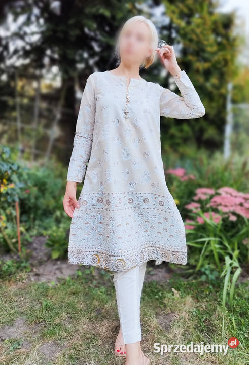 Indyjski komplet L 40 beżowy złoty malowany biały Szczecin