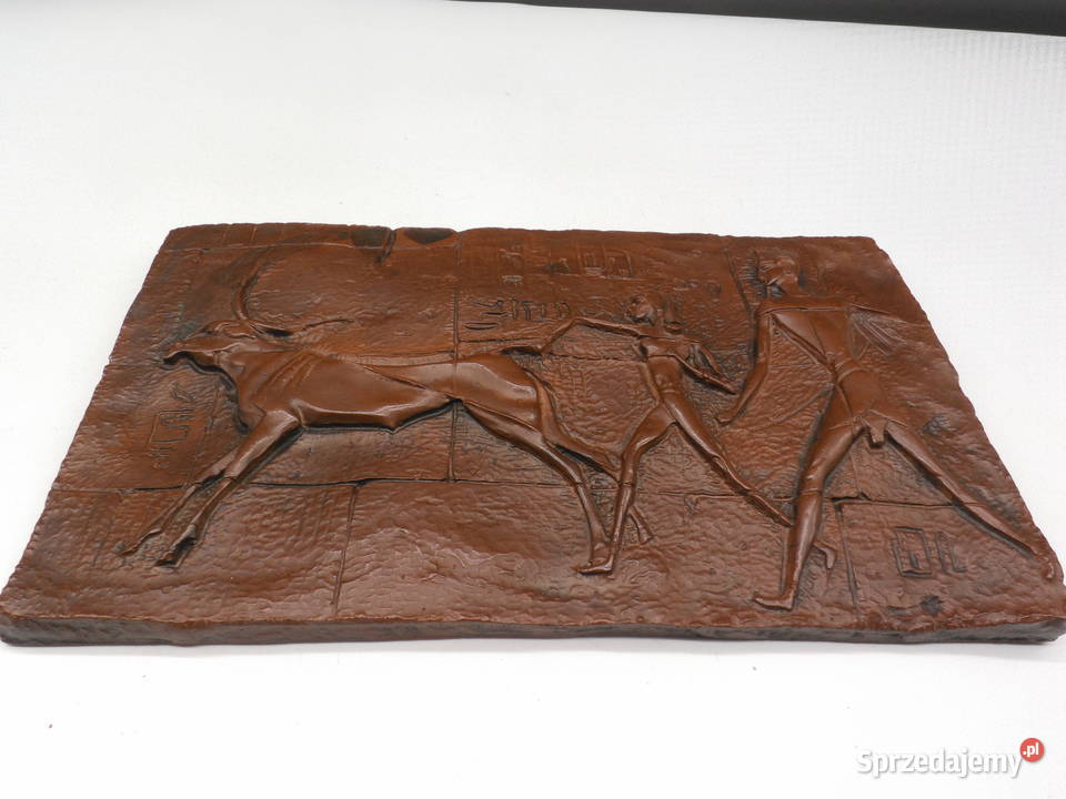 Egipska Tablica Reliefowa Scena z Bykiem Abydos