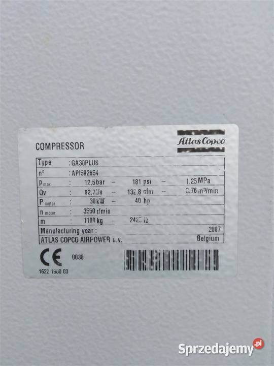 Sprężarka ATLAS COPCO GA30 PLUS 30KW S005234