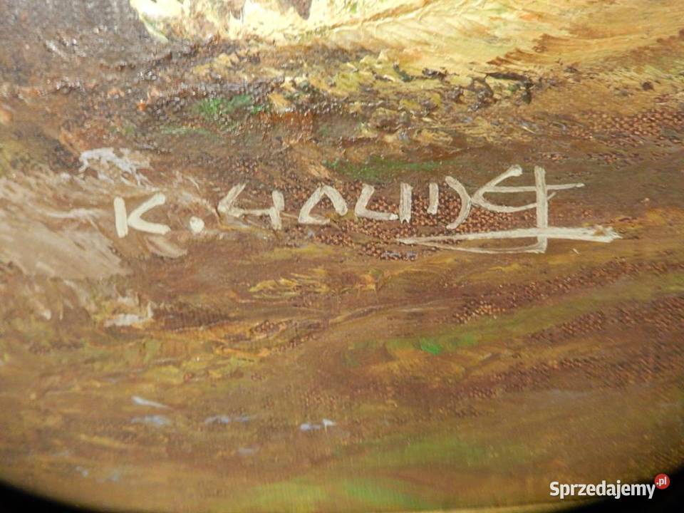 vintage obraz olejny na płótnie pejzaż górski Piła