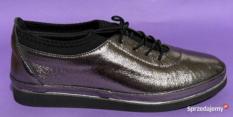 Skórzane damskie srebrne półbuty SERGIO BARDI szary/srebrny Żyrardów