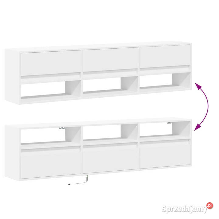Ścienna szafka pod TV z LED biała 180x31x45 Warszawa