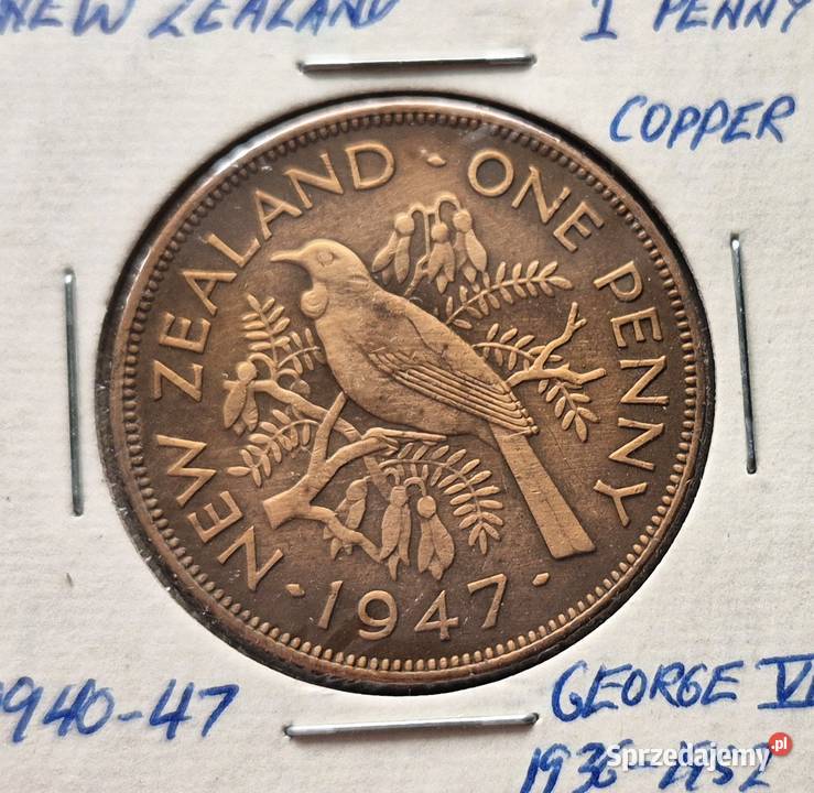 C16 NOWA ZELANDIA 1 Pens 1947 r Numizmatyka