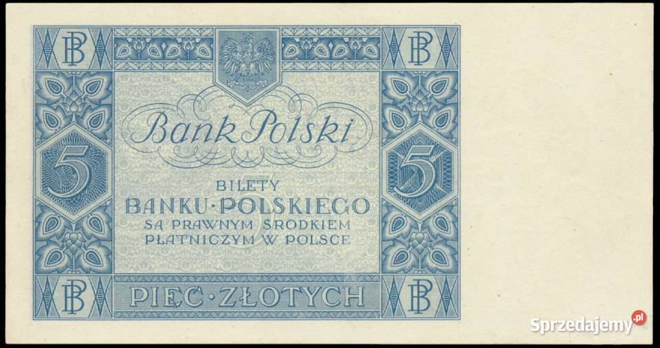 5 1930 Jednoliterowa Seria Rzadki Numizmatyka Trąbki Wielkie