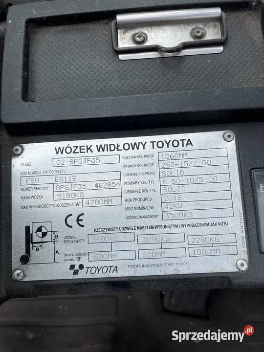 Wózek widły Toyota 8fg35 35 tony 2018 świętokrzyskie Sandomierz