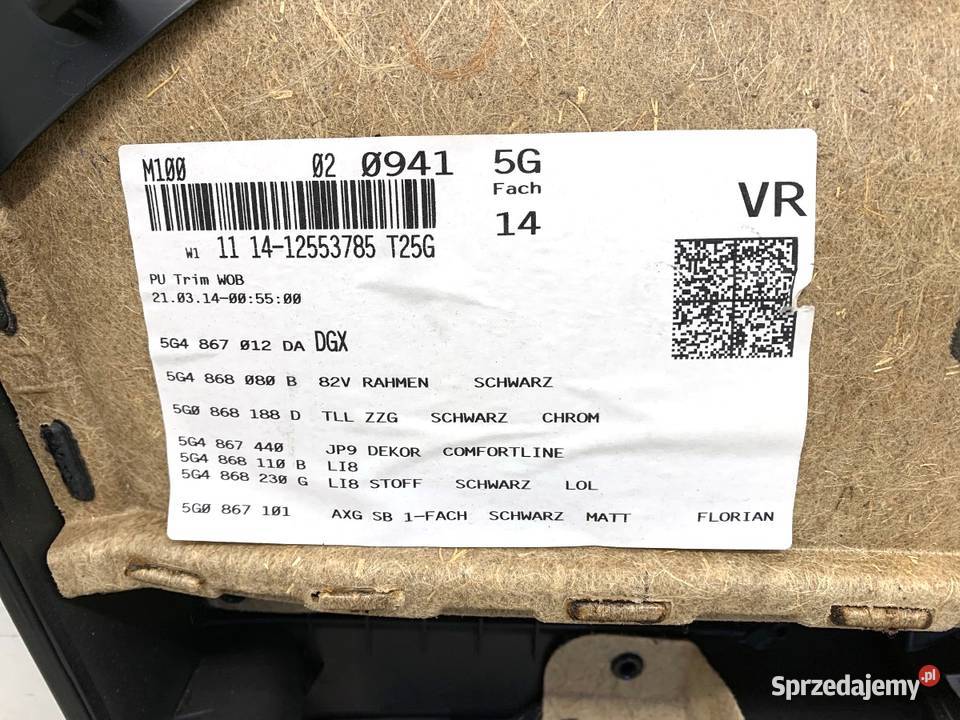 BOCZEK DRZWI PRAWY PRZÓD VW GOLF VII Hatchback podkarpackie