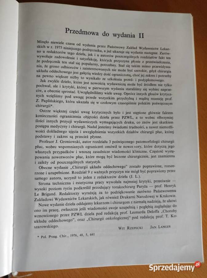 Chirurgia układu oddechowego Wit Rzepecki Jan medycyna, nauki medyczne świętokrzyskie Kielce