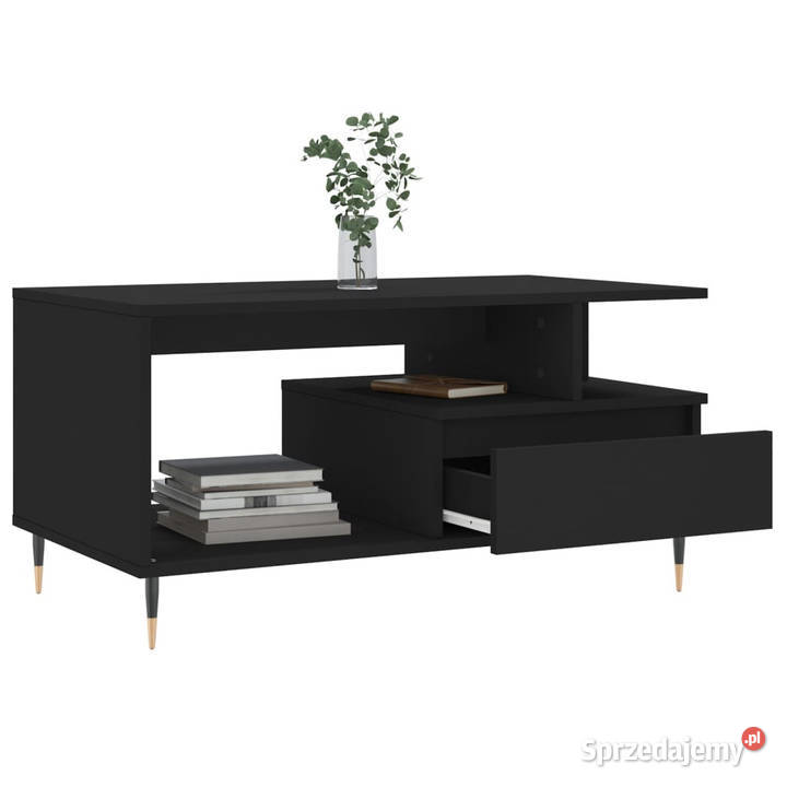 Stolik kawowy czarny 90x49x45 materiał Stoły Warszawa