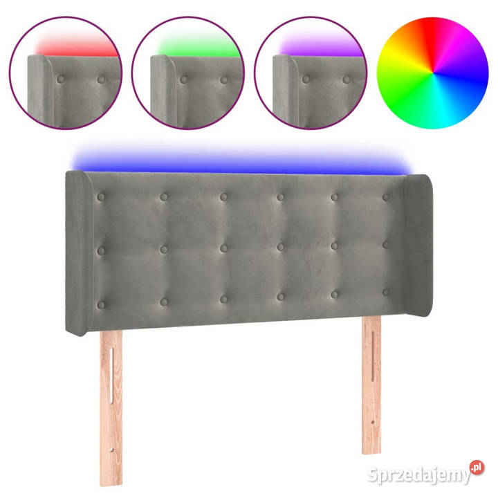 Zagłówek do łóżka z LED jasnoszary 83x16x7888 Ramy i stelaże Meble mazowieckie Warszawa
