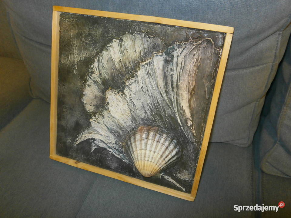 Obraz w ramie płótno Obraz z muszlą sygnowany