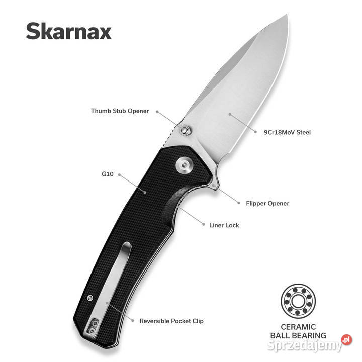 Nóż składany Sencut Skarnax Black G10 Satin Warszawa