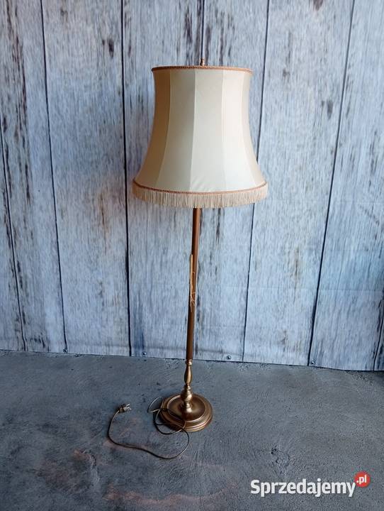 Mosiężna lampa podłogowa z abażurem 328 Byczyna