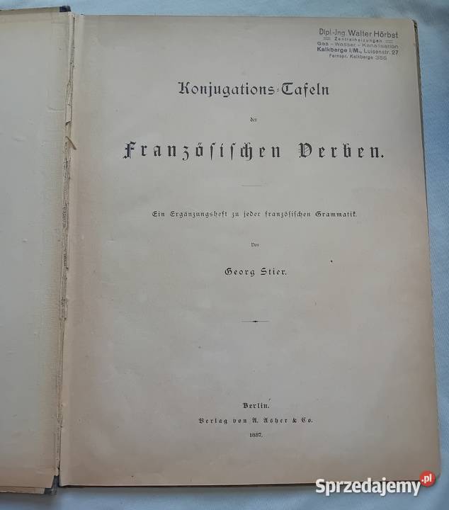 Georg Stier Konjugations Tafeln der Koźminek