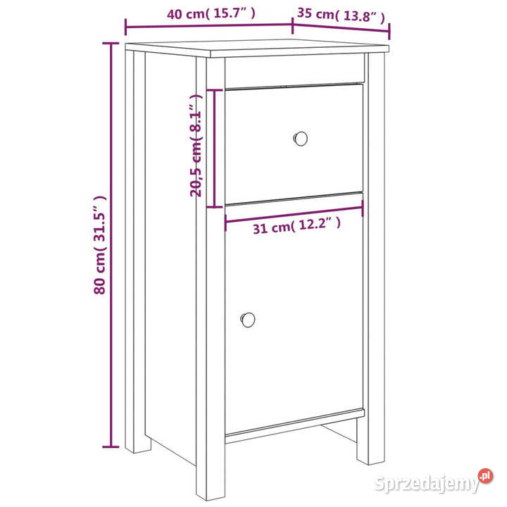 Szafki 2 czarne 40x35x80 lite drewno sosnowe mazowieckie Warszawa sprzedam