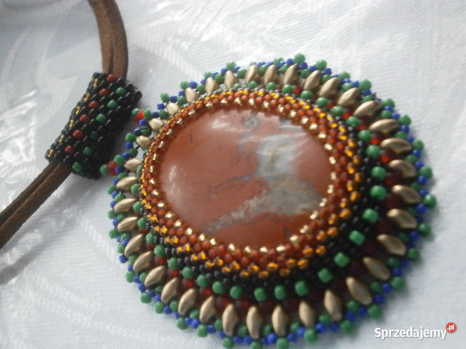 Wisior jaspis naturalny beading Zegarki i Biżuteria śląskie