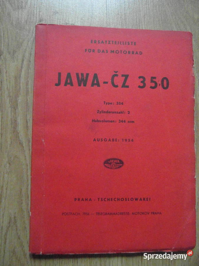 jawa 350 jawa 354 katalog czesci oryginał 1954 wielkopolskie