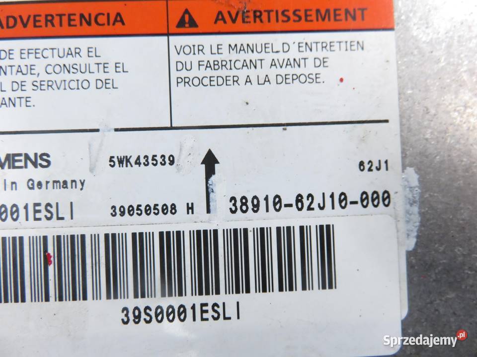 MODUŁ AIRBAG SUZUKI SWIFT III 3891062J10000