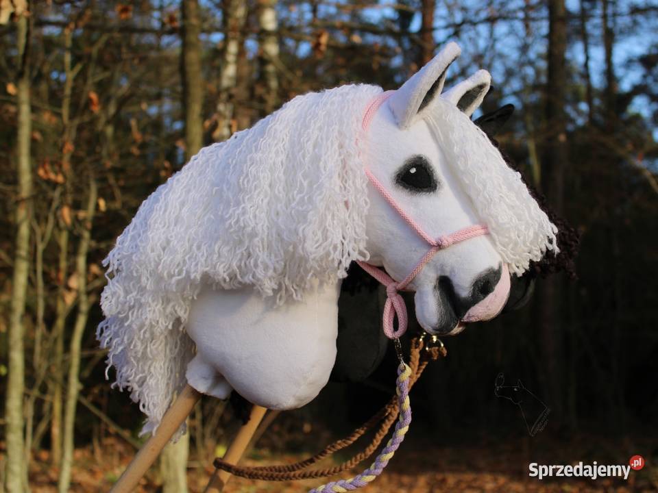 Hobby horse siwy biały konik na patyku zabawka biały Lublin