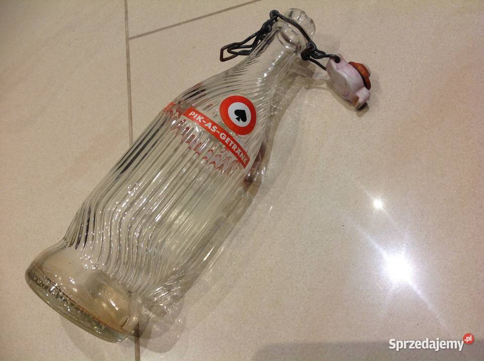 Stara Butelka Szklana z Porcelanką poj 05 L Pozostałe Nowa Sól