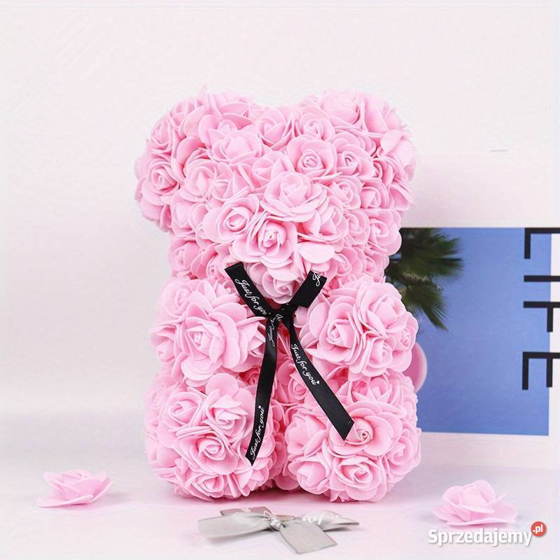 Niedźwiedź różany z sztucznych kwiatów mazowieckie Warszawa sprzedam