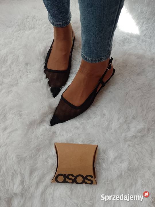 39 ASOS Design Czarne siateczkowe baleriny małopolskie Kraków