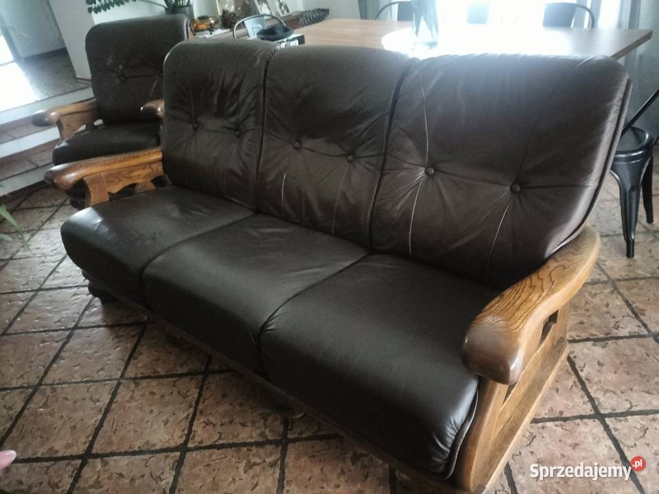 Skórzana kanapa i dwa fotele lubelskie Lubartów sprzedam
