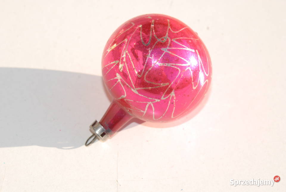 Stara bombka ozdoba choinkowa różowa rękodzieło Cieszyn