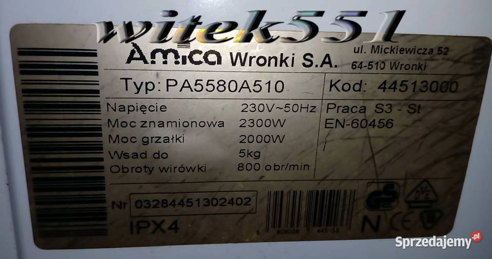 Amica PA5580A510 Filtr Prądu F11126852322 Stalowa Wola