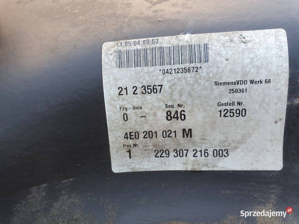 ZBIORNIK PALIWA AUDI A8 D3 4E0201021M Pozostałe