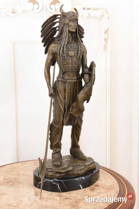 Indianin Z Włócznią Apacz Western Figura Rzeźba Rzeźby i figury