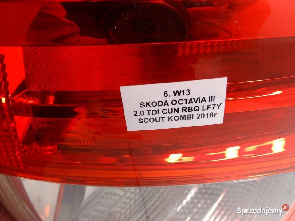 LAMPA PRAWA PRAWY TYŁ TYLNA SKODA OCTAVIA III osobowe