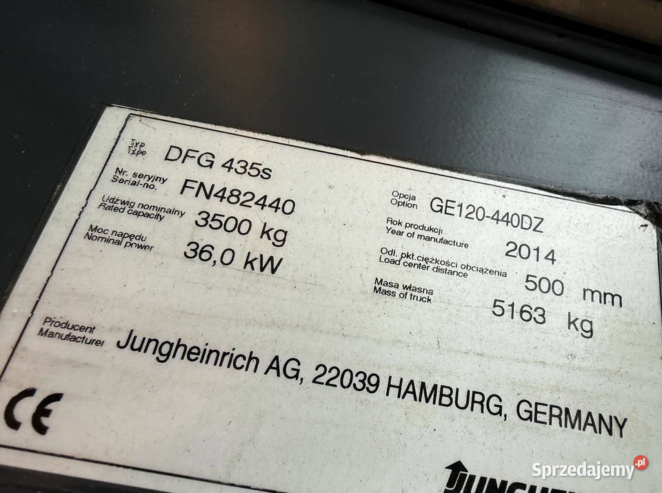wózek widłowy elektryczny JUNGHEINRCH DFG 435s Wózki widłowe Działoszyn sprzedam