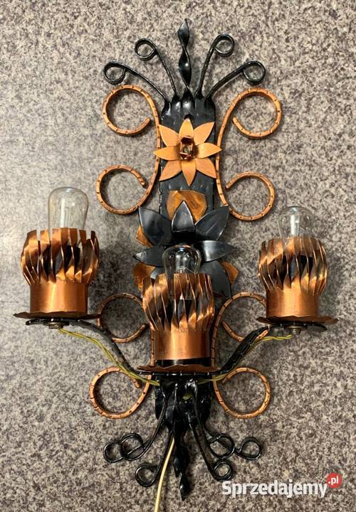 Unikatowa kuta lampa ścienna z miedzianymi Ustroń