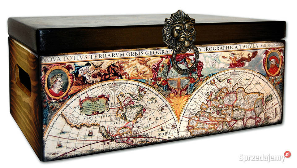 KUFEREK drewniane pudełko STARA MAPA duża Bydgoszcz sprzedam