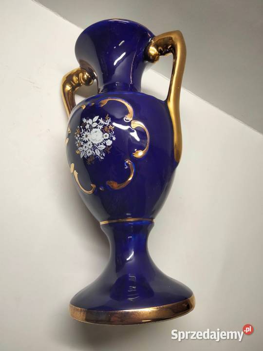Włoska porcelana kobalt złoto Wazon Gniezno