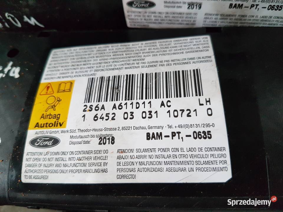 FORD FIESTA MK6 FUSION 2006 PODUSZKA POWIETRZNA Turek