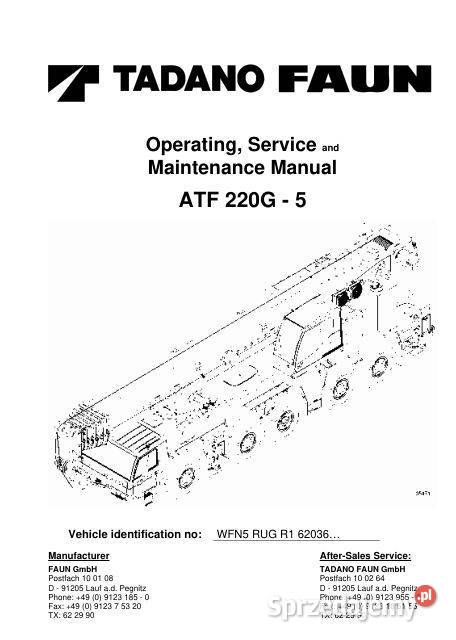 Tadano Faun ATF 220G żuraw instrukcja serwisowa motoryzacja, transport sprzedam