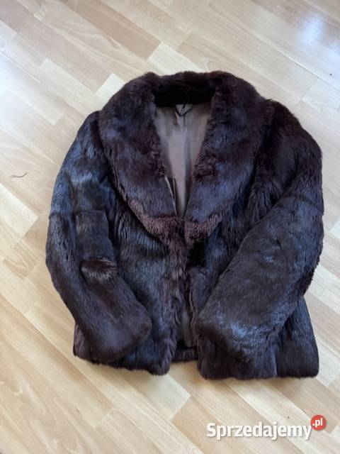 Kurtka z królika naturalne futro czekoladowe brązowy/beżowy Moda i Styl śląskie