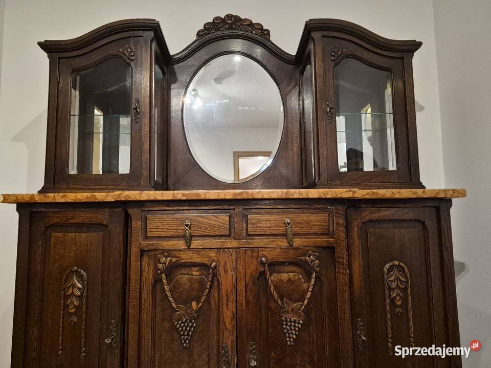 Secesyjna komoda dębowa rzeźbiona z blatem Sypniewo