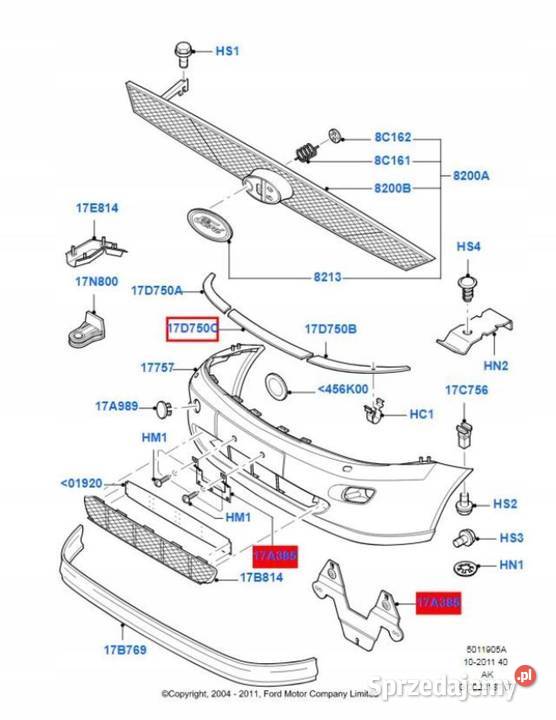 LISTWA ZDERZAKA PRZÓD CHROM FORD FOCUS 9800