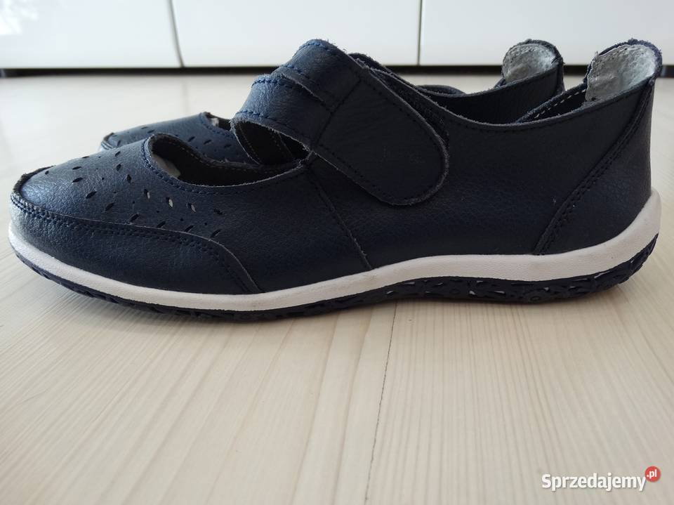 Buty Skórzane Naturalna Skóra Granatowe niebieski podlaskie Łomża