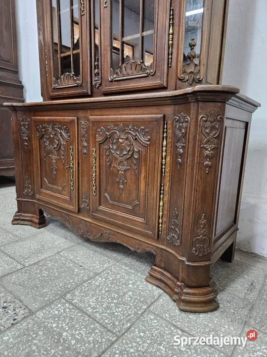 Stara dębowa witryna Ludwikowska Biblioteczka Nowy Sącz