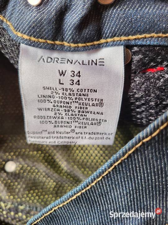 Adrenaline jeansy motocyklowe męskie W34 kevlar małopolskie Kraków