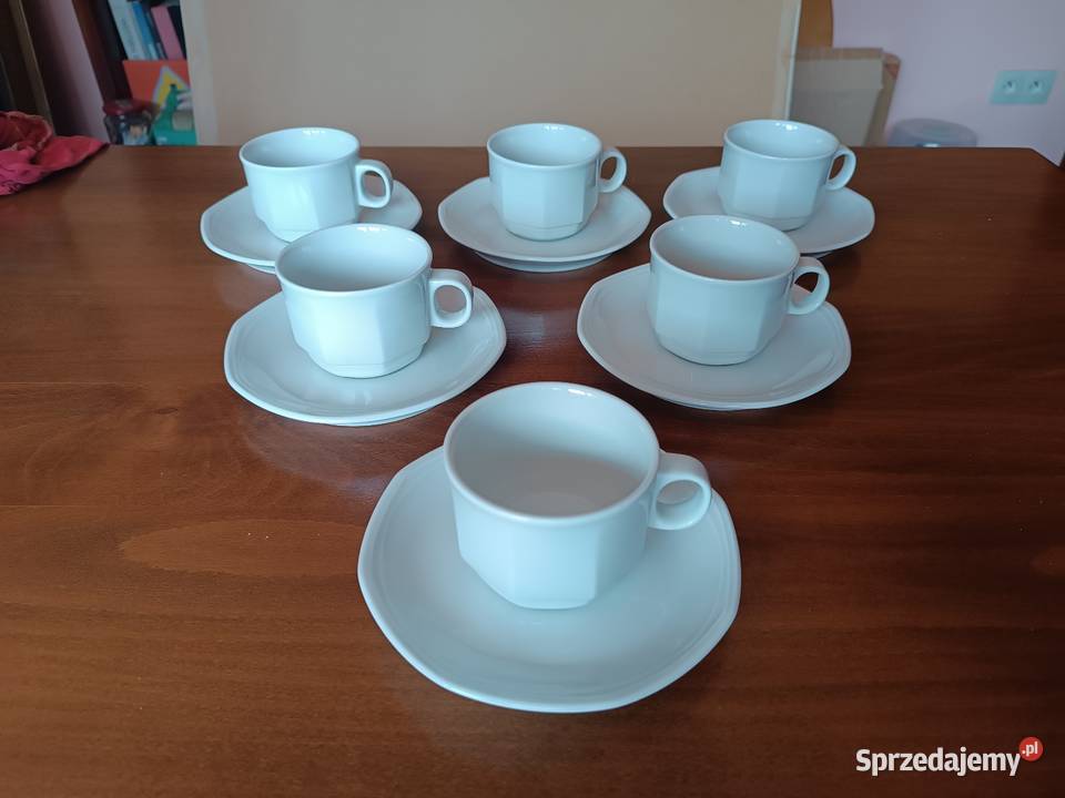 Komplet do kawyherbaty 6 osób biała niemiecka śląskie