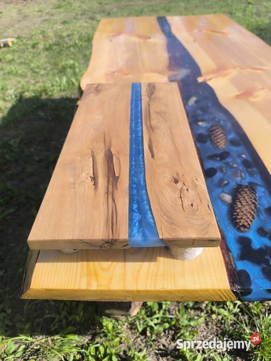 stolik blat drewno sosna żywica ogród salon dom Piaseczno
