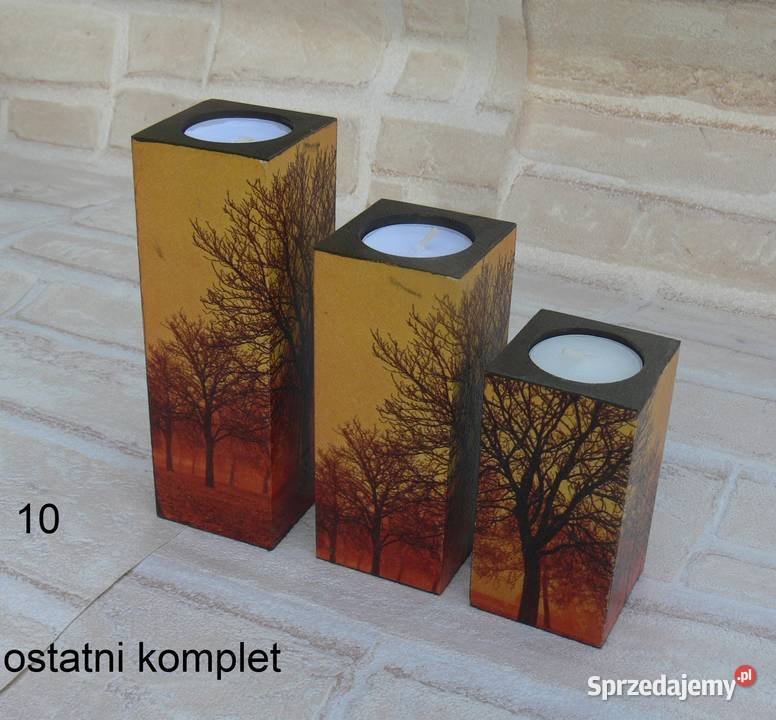 Świeczniki zimowe las we mgle różne wzory sprzedam