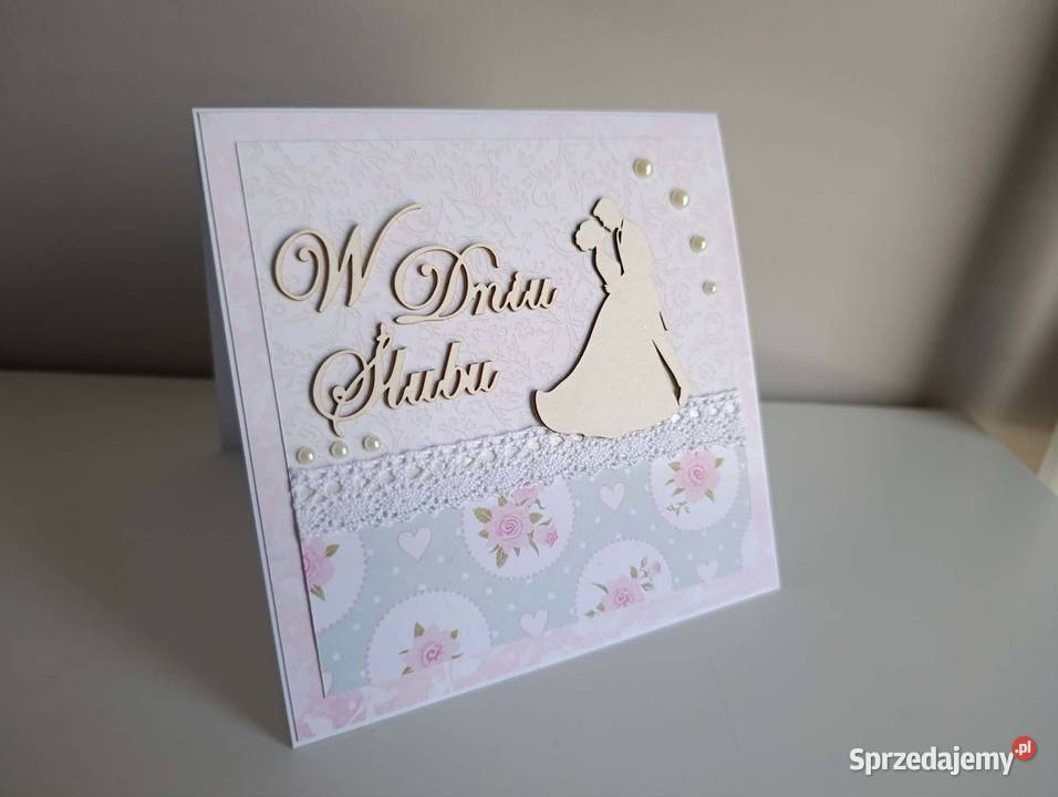 Kartka ręcznie robiona na Ślub handmade 2 Łódź