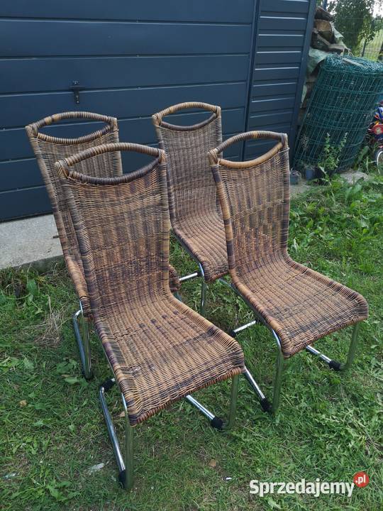 4 krzesła metalowe plecione