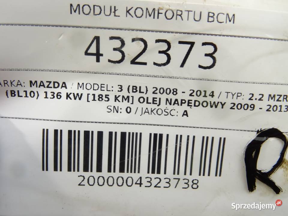 MODUŁ KOMFORTU BCM MAZDA 3 BL BDG767560F sprzedam