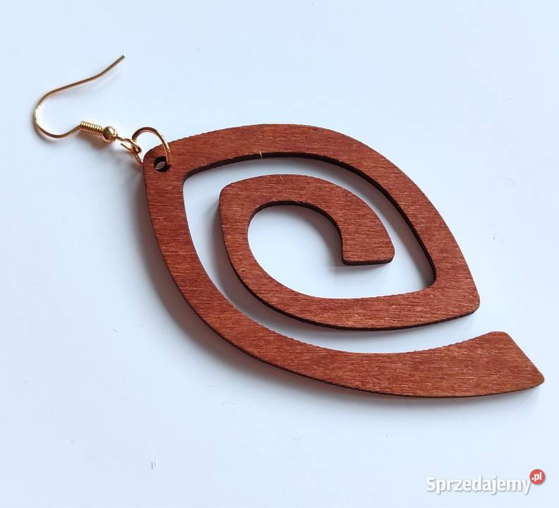Nowe kolczyki drewniane boho vintage naturalne śląskie Katowice